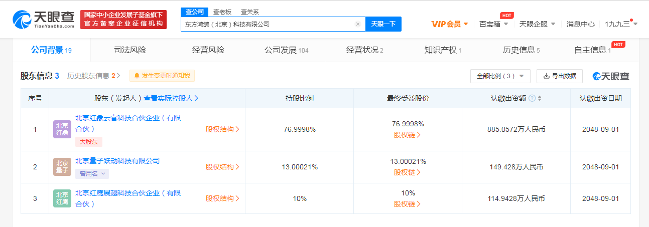 字节跳动入股东方鸿鹄，后者策划范畴含餐饮打点